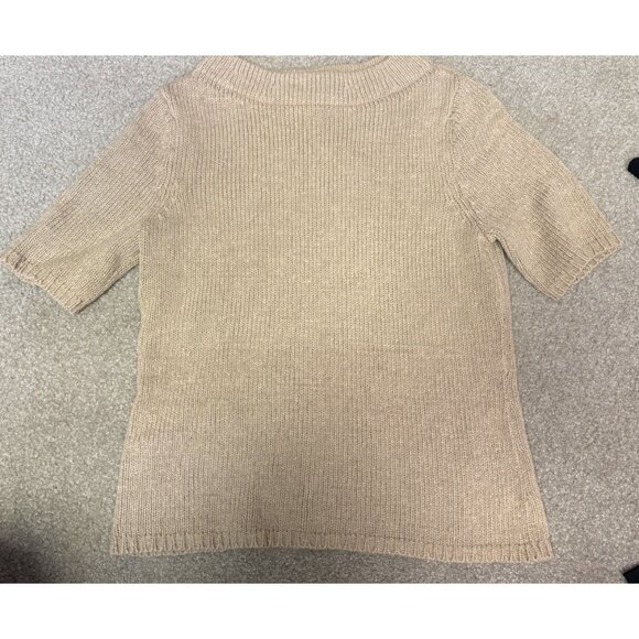 Talbots Women's Medium Sweater Short Sleeve Beige Cotton Pullover - Picture 1 of 3